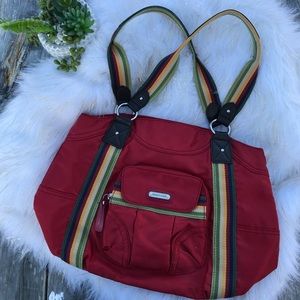 Franco Sarto Red Satin Feel Fabric Handbag